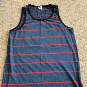 Mens Large DC tank top. Blue, red, and black. Used in good condition.